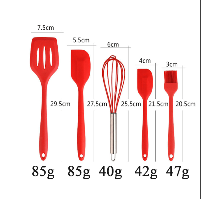 E SPRING custom 5 pcs silicone cooking kitchen utensils silicone kitchenware tool set, utensils kitchen tool