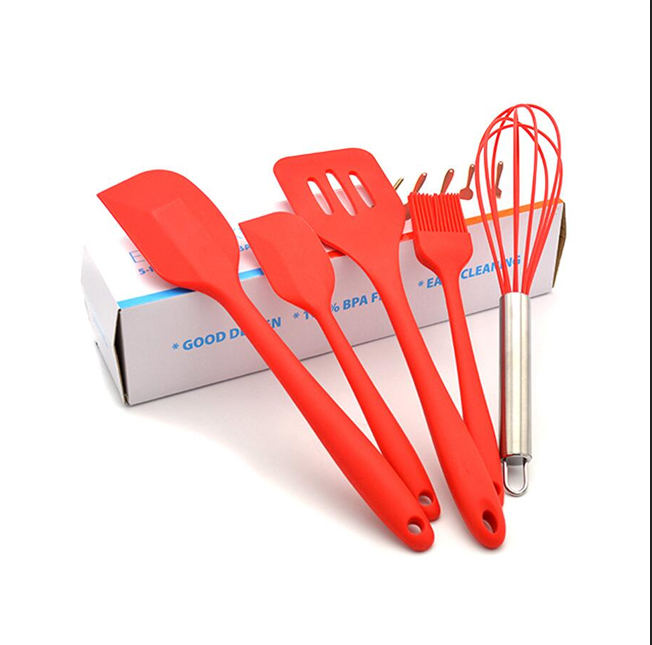 E SPRING custom 5 pcs silicone cooking kitchen utensils silicone kitchenware tool set, utensils kitchen tool