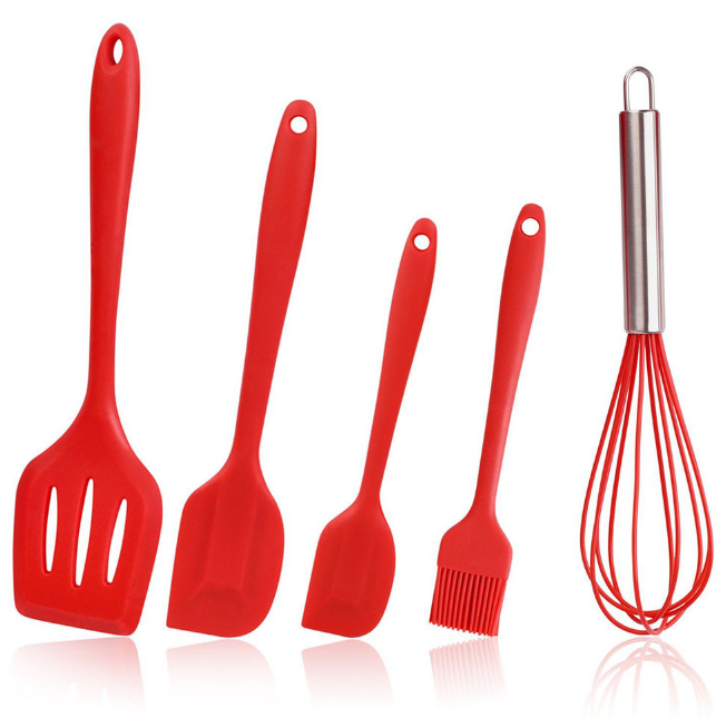 E SPRING custom 5 pcs silicone cooking kitchen utensils silicone kitchenware tool set, utensils kitchen tool