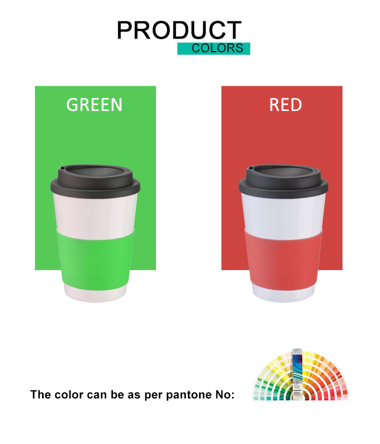 Eco friendly take away custom logo silicone sleeve double wall travel biodegradable plastic cups reusable coffee cup with lid