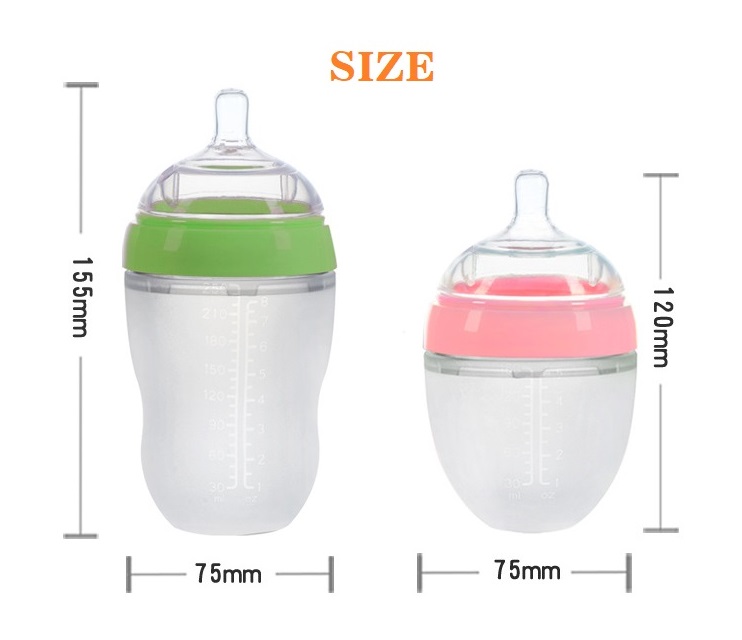 03 ECO Friendly Nursing Newborn Wide Neck Anti Colic Collapsible Sipper Milk Nipple Feeder Set Silicone Baby Feeding Bottle