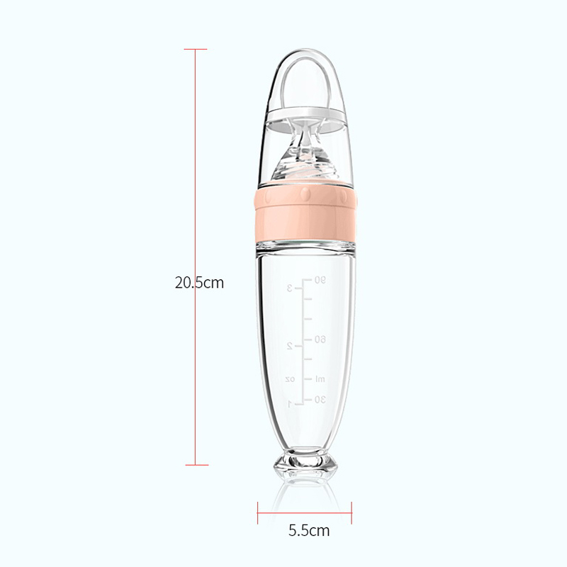 Best Selling Products Hot sale squeezable silicone baby feeding bottle with spoon for Newborn