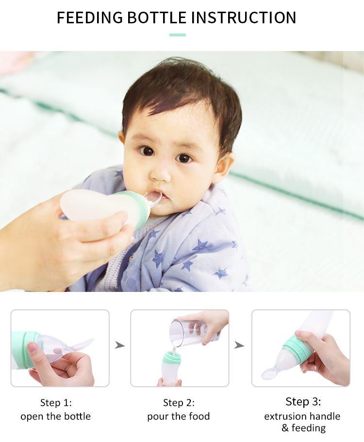 Portable Custom Logo Safety Food Grade Dispenser Food Pouch Silicone Baby Feeder Feeding Bottle