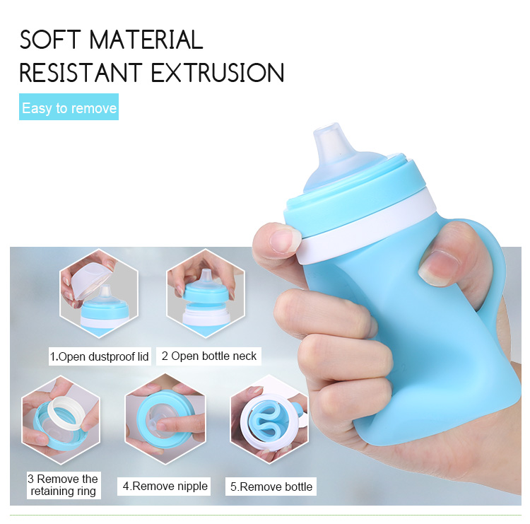 Hot Products Eco-Friendly Portable Collapsible Silicone Baby Feeding Bottle