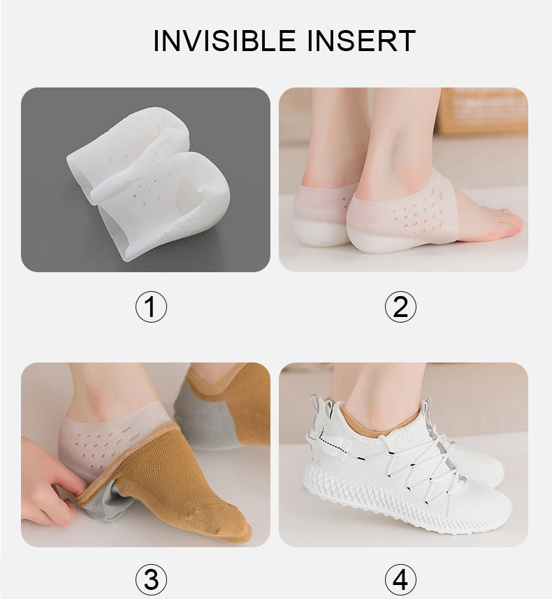 Comfortable Height Increase Silicone Insole Breathable Invisible Heigh Increase Insole