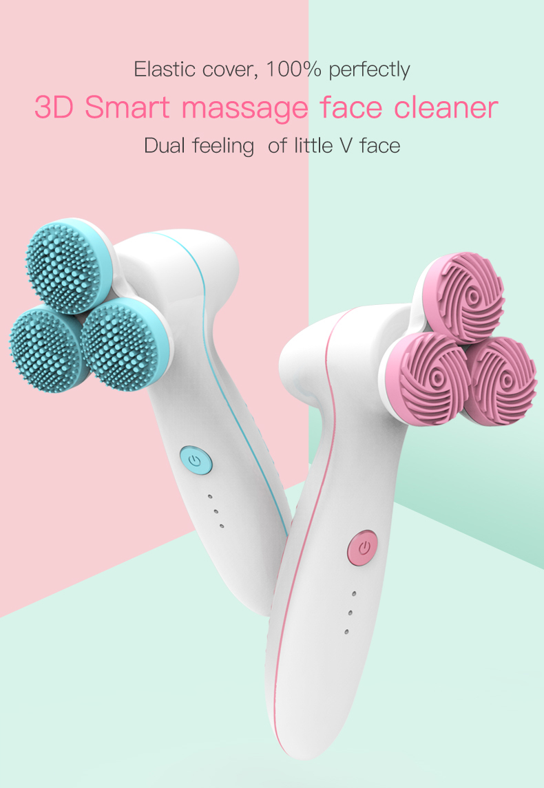 2021 Hotsale 3D silicone efficient deeply clean massage chamfer holding facial cleansing instrument