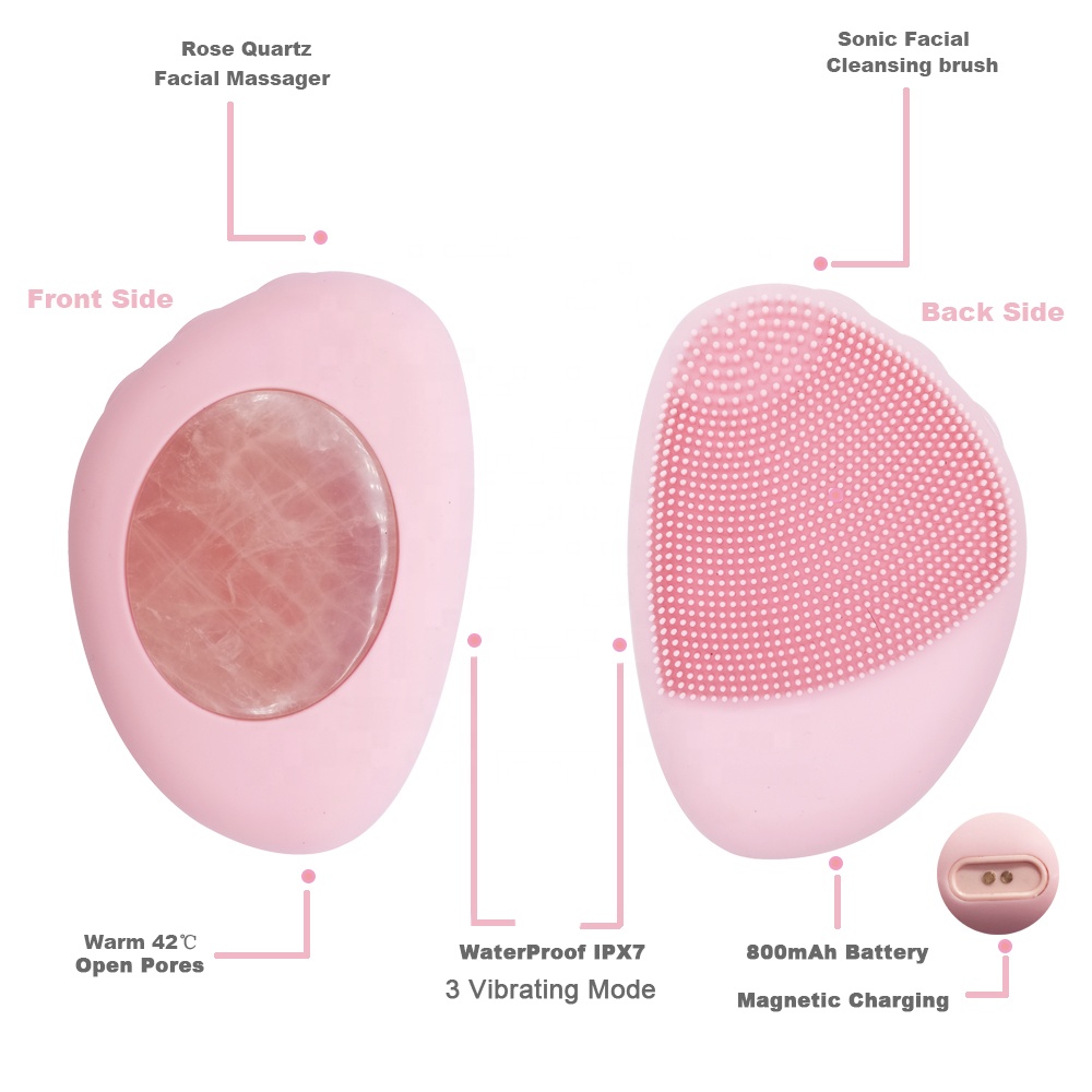 2021 Private Mold Pebble Design Electric Silicone Sonic Facial Cleansing Brush