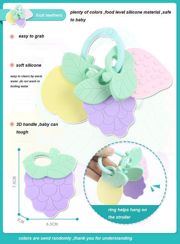 Soft Key ring Fruit shape food Grade silicone baby teethers toys toddler Grasp Chew Toy BPA free infant Training Toothbrush