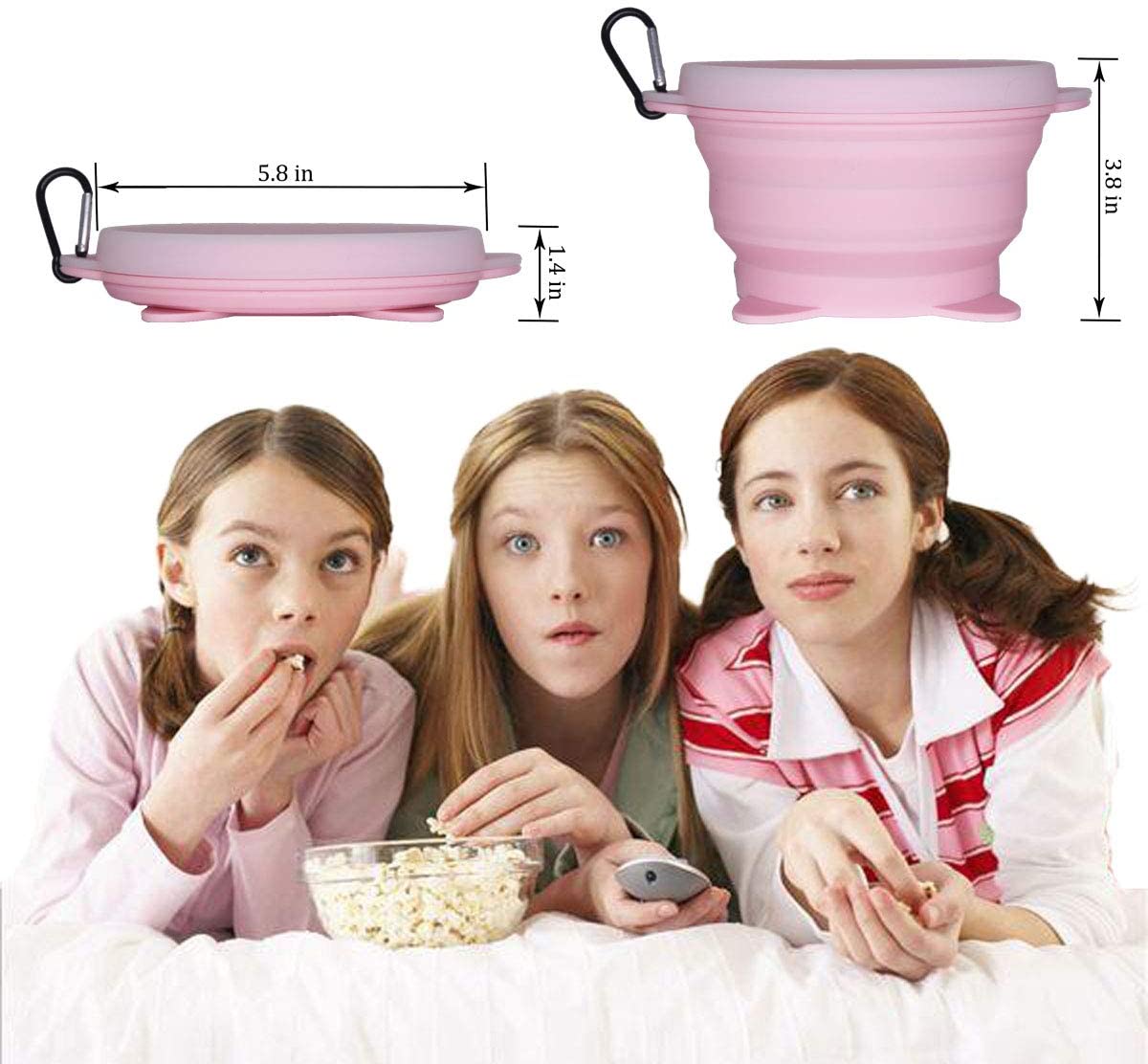 BPA Free Outdoor Travel Food Storage Set Collapsible Microwave Popcorn Bowl Silicone Bowl With Lid Clip