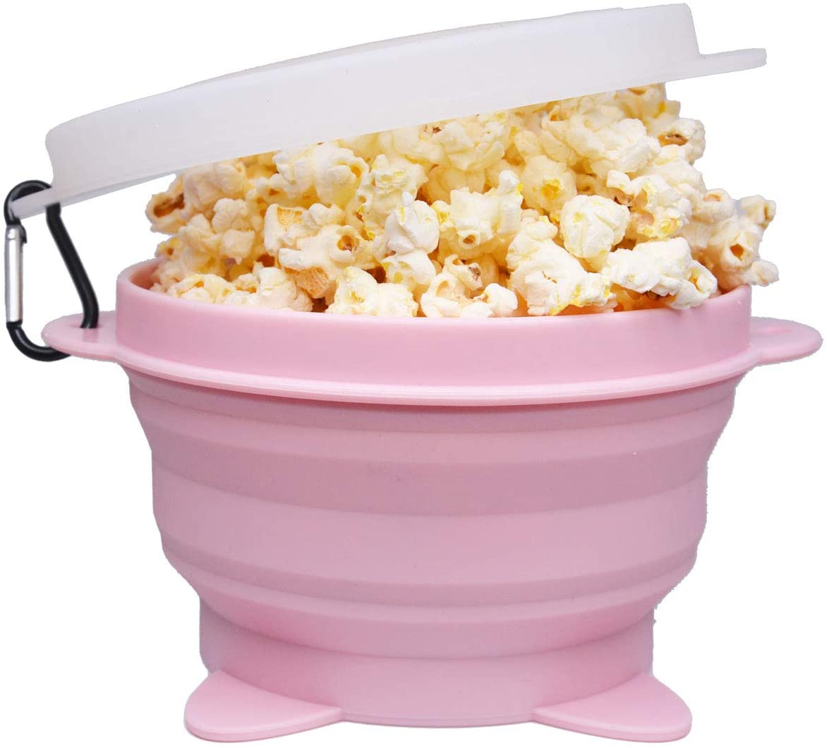 BPA Free Outdoor Travel Food Storage Set Collapsible Microwave Popcorn Bowl Silicone Bowl With Lid Clip