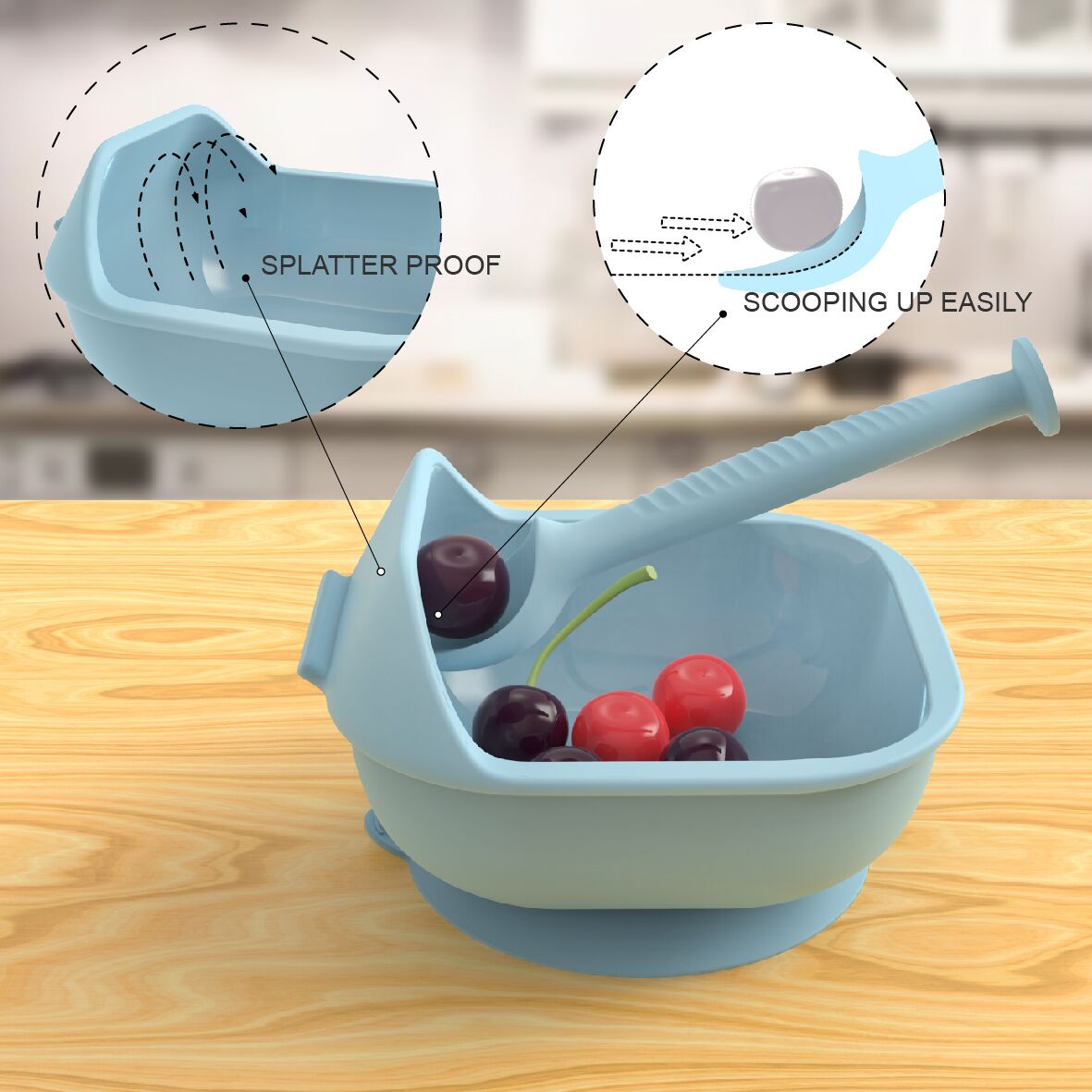 2020 New Design Food grade silicone Baby Bowl With Spoon