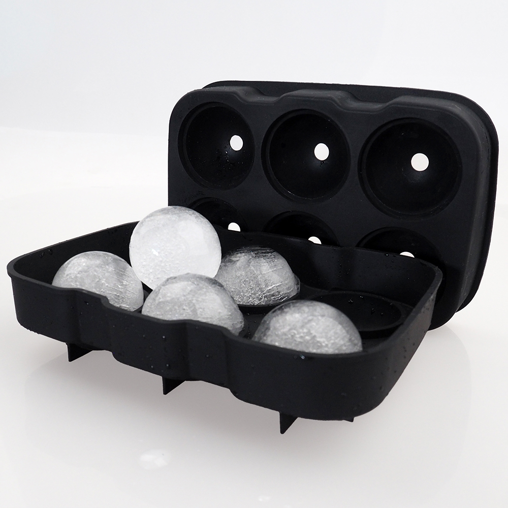 6 Cavity Food Grade Ball Shape Silicone Ice Tray / Silicone Round Shape Ice Cube Tray Mold/Silicone Ice Ball Maker