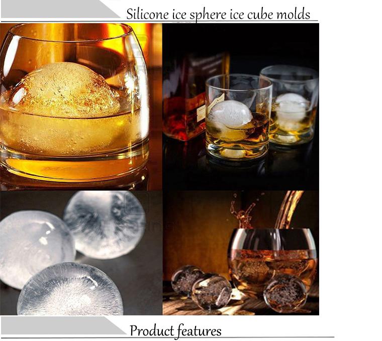 Round BPA Free Cube Trays Ice spheres cube maker silicone ice ball mold for Cocktail Whiskey