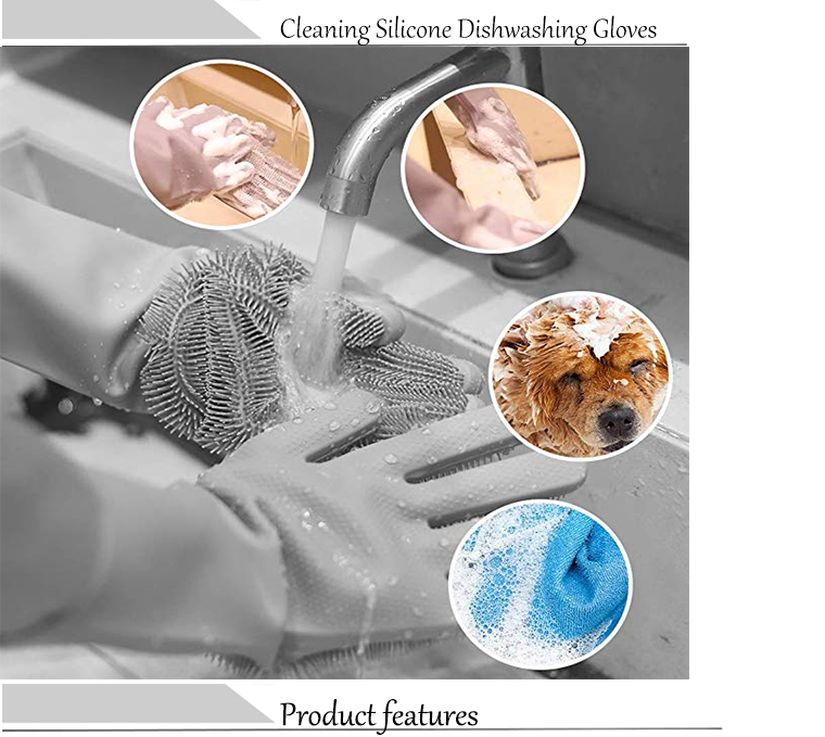 Factory Manufactures Silicone Gloves Scrubbed Dish Scrubbing Glove Magic Silicone Cleaning Gloves