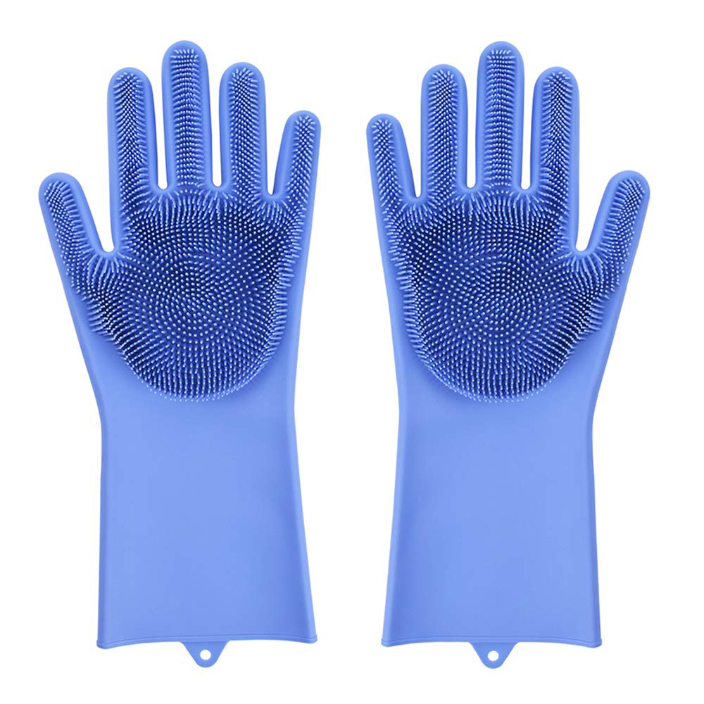 Magic Silicone Gloves, Reusable Dishwashing Gloves with Wash Scrubber, Heat Resistant Cleaning Gloves for Kitchen,Car, Bathroom