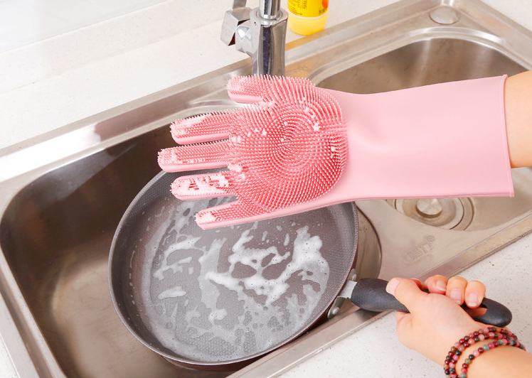 Silicone Scrubbing Kitchen Gloves for Dishes, Household Dish Washing Cleaning Gloves