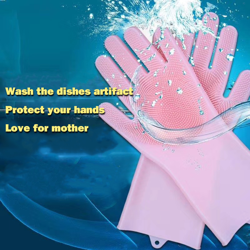 Silicone Scrubbing Kitchen Gloves for Dishes, Household Dish Washing Cleaning Gloves