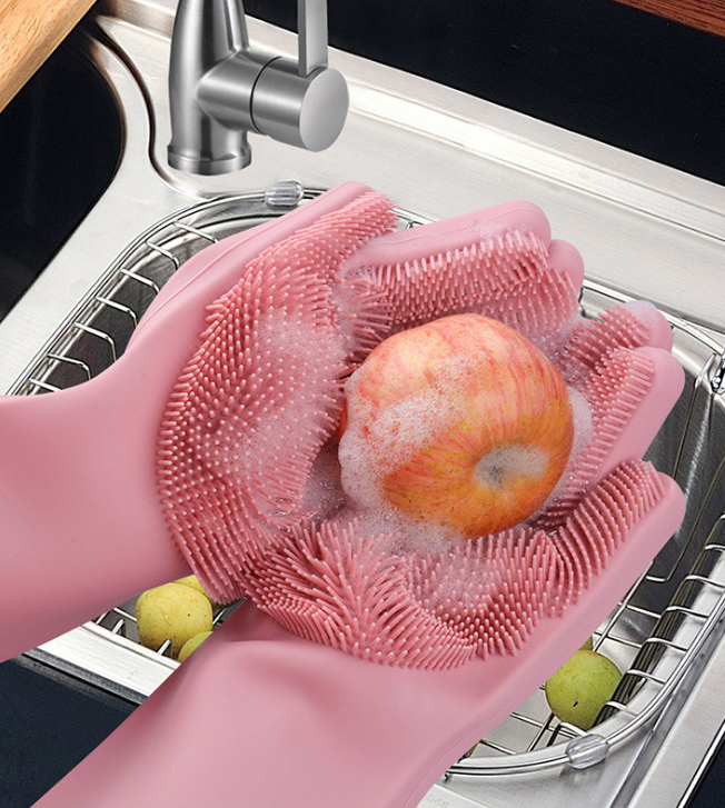 Silicone Scrubbing Kitchen Gloves for Dishes, Household Dish Washing Cleaning Gloves