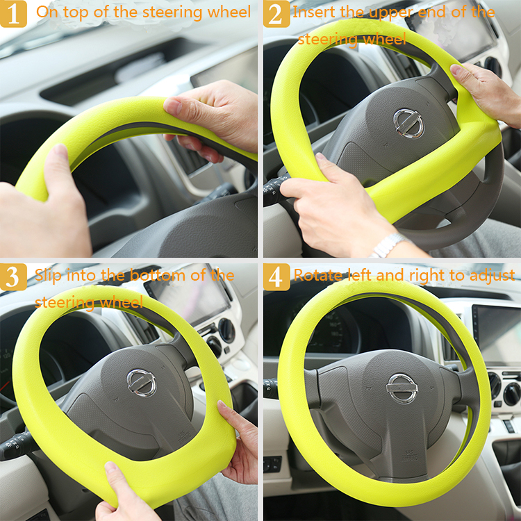 Factory outlet durable flexible car steering wheel case cover fashion silicone steering wheel cover car