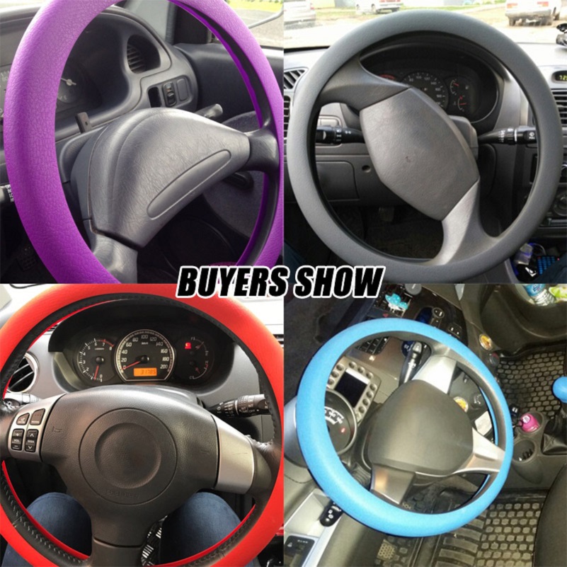 Soft Multi Color Universal Skin Soft Silicone Steering Wheel Cover Leather Texture Car Auto Silicone Steering Wheel Cover T-0070