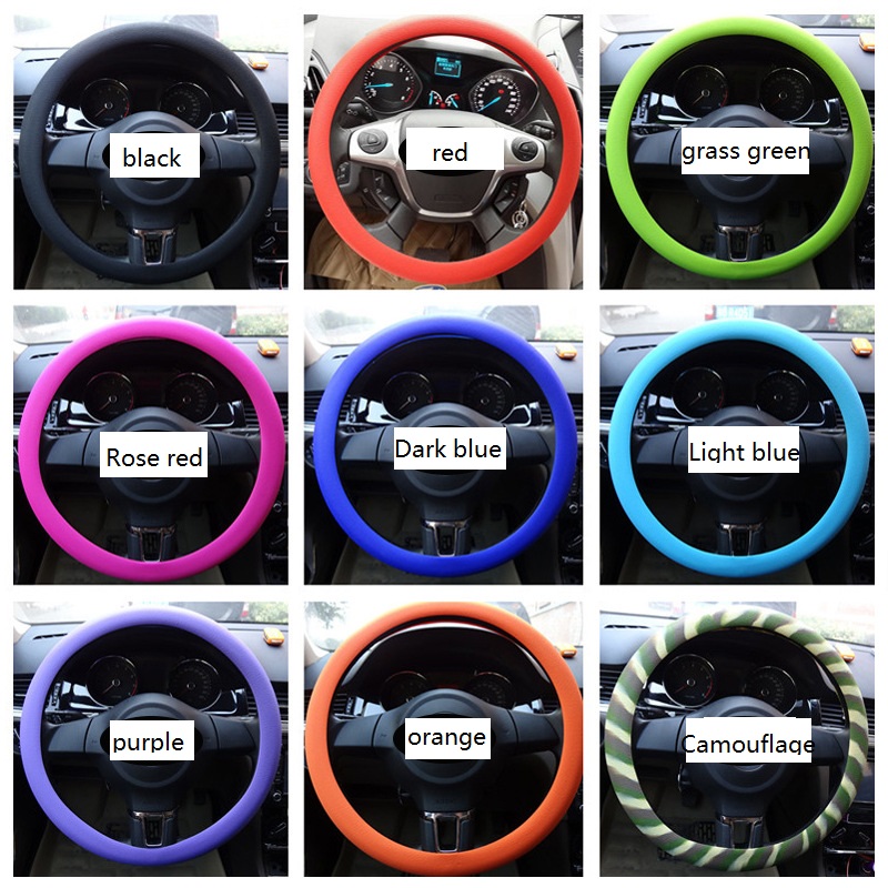 Multicolor non-slip silicone rubber car steer wheel cover