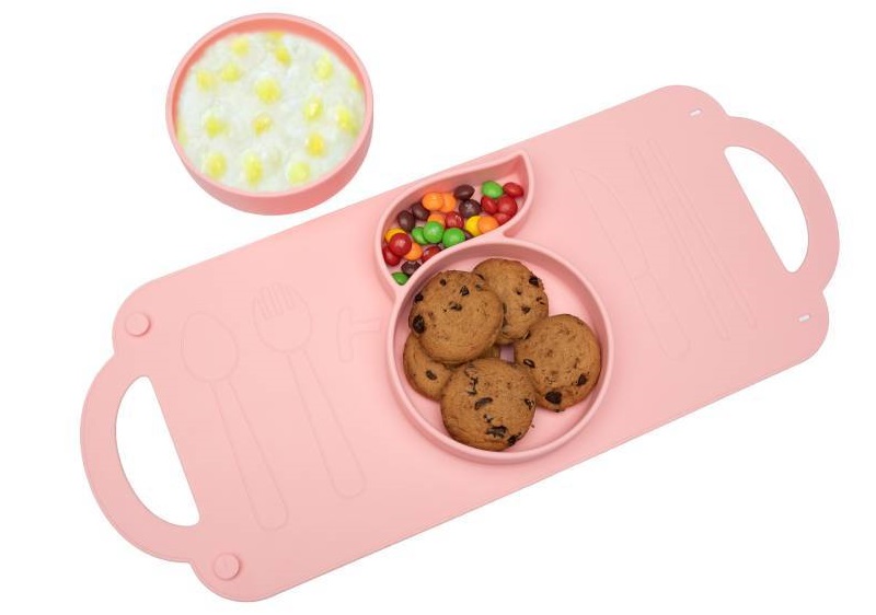 Hot sale Portable Silicone baby plate children feeding dinner plates bowls anti-fall tray