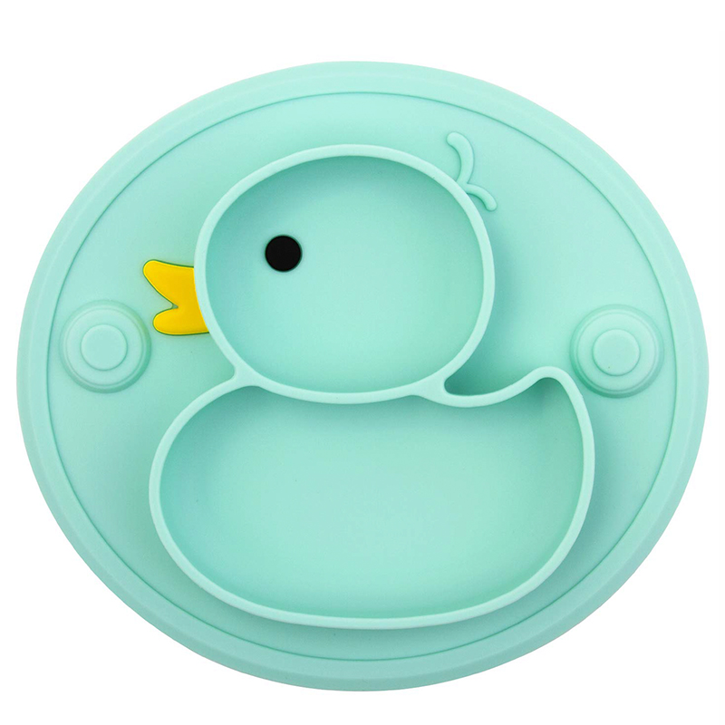 Food Grade Silicone Divided Toddler Baby Plates Portable Non Slip Kids Suction Plates Baby Dinner Plate