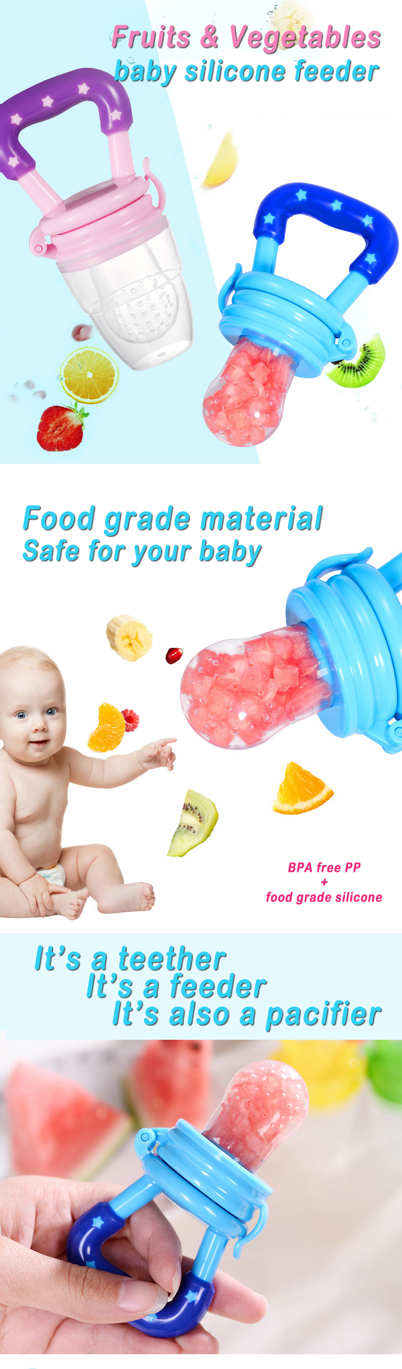 Silicone Baby fruit feeder Infant Teething Toy Baby silicone Pacifier