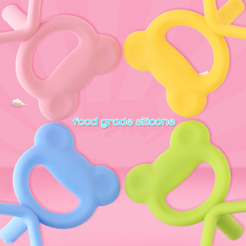 100% food grade baby silicone teether toys easy to hold ring training pacifier BPA free