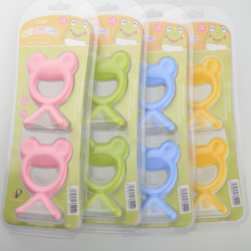 100% food grade baby silicone teether toys easy to hold ring training pacifier BPA free