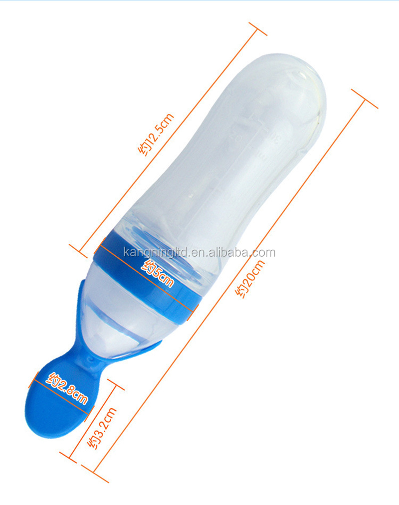 100% Food Grade Silicone+ PP Silicone baby feeding bottle with spoon